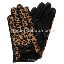 leopard print adorn leather glove